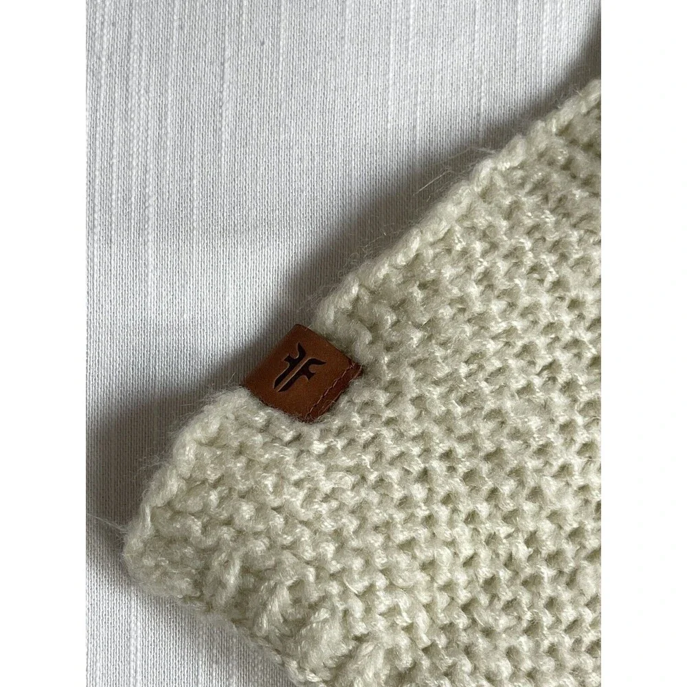Frye Cable Knit Fringe Scarf In Cream Ivory New